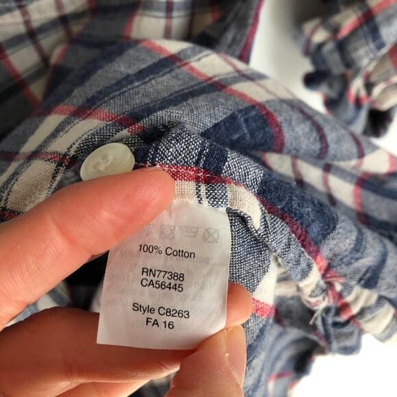 J. Crew Factory Plaid Popover Blouse XXS - Picture 6 of 9